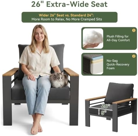 Aoxun Aluminum Patio Furniture Set with Swivel and Rocking Chairs - Image 3