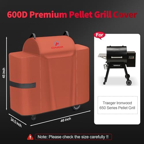 Comnova Grill Cover for Traeger Ironwood 650 - 600D Waterproof Heavy Duty, Premium Pellet BBQ Cover Accessory for Traeger Ironwood 650 Grills - Image 3