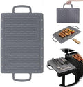LIONROGE Large Silicone Grill Mat, Foldable Silicone Griddle Tools Spatula Mat with Drip Pad & Handle & Snap Buttons, Portable BBQ Side Shelf Mats Grill Pad for Blackstone Griddles Accessories,Gray by LIONROGE