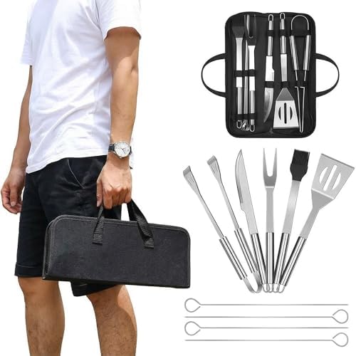 9-Piece BBQ Grill Tool Set, Stainless Steel with Storage Bag by Unknown