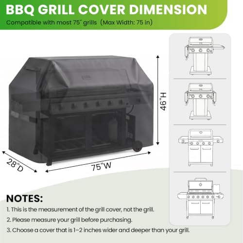 Grill Cover for Outdoor Grill, 75 inch Grill Covers Heavy Duty Waterproof - Image 2