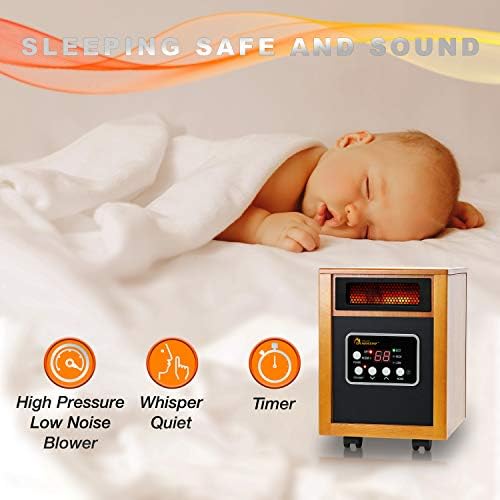 Dr Infrared Heater DR-968 Portable Space Heater, 1500-Watt, Cherry - Image 5