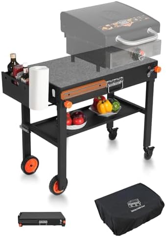 Grill Table with Cover For Blackstone Griddle 22 and 17 Inch by GriddleAccessories