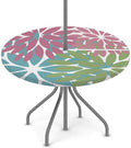 Round Tablecloth with Umbrella Hole and Zipper Elastic Fitted Table Cloth 45"-56" Oil-Proof Waterproof Patio Table Cover for Outdoor Picnic Party, Spring Summer Geometric Elegant Pink Green by GzLeyigouHomeKitchen