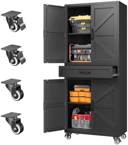 Letaya Metal Garage Storage Cabinets with Wheels,Black Rolling Tool Cabinet by LetayaMetalCabinets