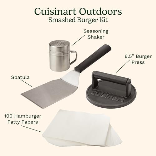 Cuisinart Smash Burger Kit w/Burger Press, Spatula, Shaker & Patty Papers, Round (Pack of 4) - Image 2