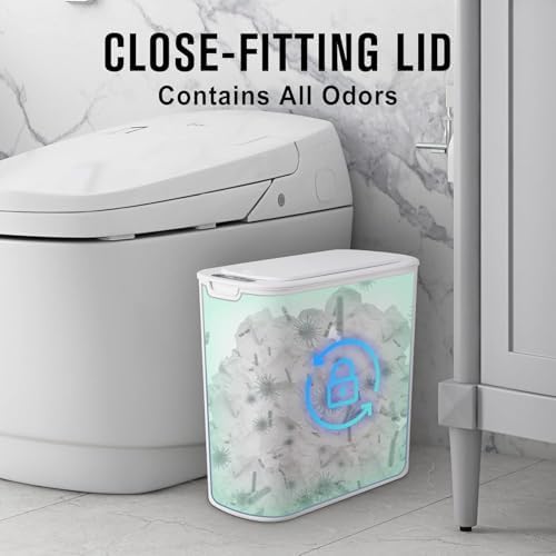 Cesun Automatic Small Bathroom Trash Can with Lid, 2.6 Gallon, White - Image 4
