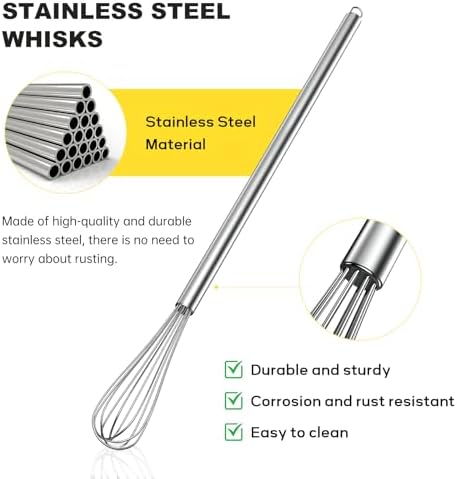 NileHome Mini Whisks Stainless Steel Whisk Set 9" 11"-Kitchen Small Wisk - Image 3