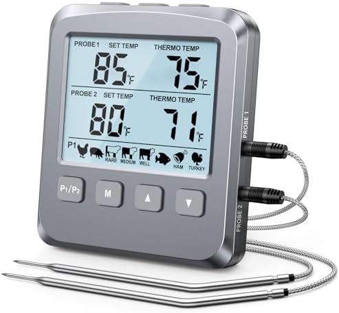 Dual Probe Meat Thermometer Digital for Cooking, Grilling & Smoking by Vuwwey