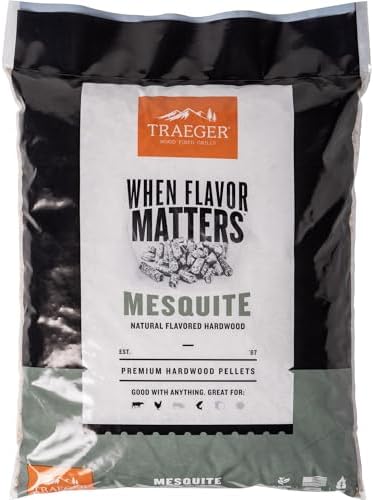 Traeger Grills Mesquite 100% All-Natural Wood Pellets for Smokers and Pellet Grills, BBQ, Bake, Roast, 18 lb. Bag by Unknown
