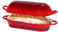 Enamelled Cast Iron Bread Loaf Pot – Dutch Oven For Sourdough Bread Baking – Oven Safe Non Stick Bread Pot – Rectangular, Red, 34cm x 16cm – by Nuovva by Nuovva