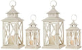 NEEDOMO Lanterns Decorative Outdoor&Indoor, Set of 4 (14"&10") Beige Metal Lantern Decor with Glass, Candle Holder for Porch, Patio, Garden, Balcony, Wedding, Table Centerpiece by NEEDOMO-LightUpYourSpace