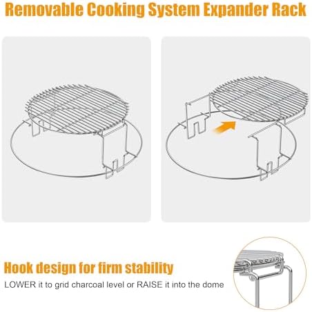 BBQ-PLUS Expander Rack Replacement Kit for XL Big Green Egg,Heavy Duty Stainless Steel 3 Tier 5 Piece Grill Basket Accessories with Removable Cooking Rack System Large - Image 4