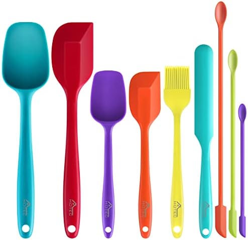 HOTEC 9-Pack BPA Free Silicone Spatula Set, Multi-Color by Hotec