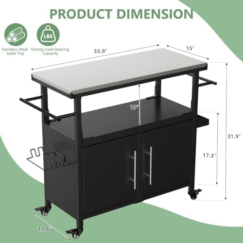 Outdoor Grill Cart with Storage, Weatherproof Metal Grill Table - Image 2