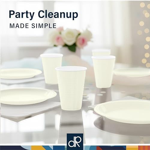 DecorRack Ivory Plastic Cups, 12 oz Disposable Cups, Reusable Party Supplies (40 Count) - Image 6