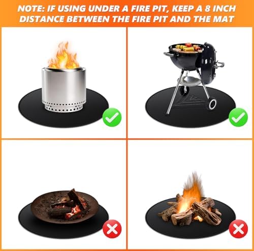 24" Fire Pit Mat for Solo Stove Bonfire, Double-Sided Fireproof Under Grill Mat Deck Patio Protector Pad, Round BBQ Mat for Solo Stove Accessories, Easy to Clean, Reusable (0.9mm) - Image 7