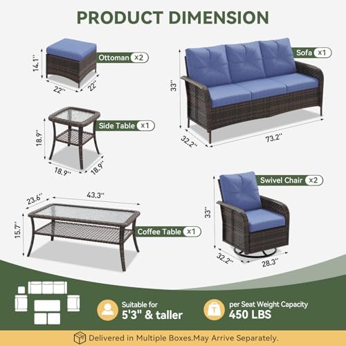 Aoxun 7-Piece Wicker Rattan Patio Furniture Set with Thick Cushions - Image 3