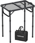 VINTEAM Camping Folding Grill Table | 3 Adjustable Heights | Lightweight, Portable Aluminum Table for BBQs, Picnic, and Outdoor Use | Mesh Desktop, 66lbs Weight Capacity by VINTEAM