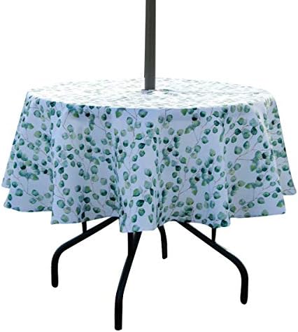 SUQ I OME Outdoor Tablecloth, with Umbrella Hole and Zipper Fence Leaf, 60'' Round by SUQIOME