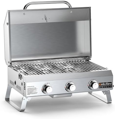 ONLYFIRE GRILLS Tabletop Gas Grill 3-Burner, Portable Propane BBQ Grill - Image 4