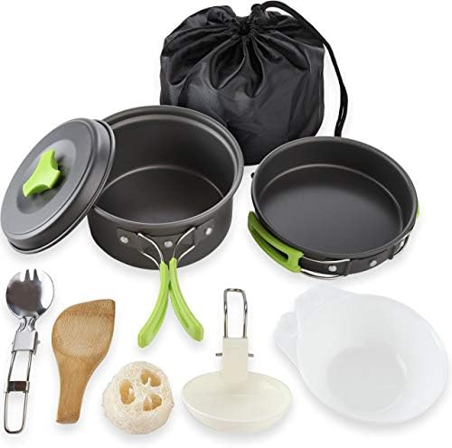 MalloMe Camping Cookware Mess Kit for Backpacking Gear – Camping Cooking Set - Camping Pots and Pans Set - Backpacking Stove/Portable Stove Compatible - Camp Kitchen Equipment Accessories Pot - Image 2