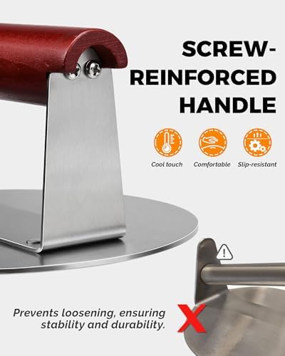 HULISEN Stainless Steel Burger Press, 6.2-Inch Round Burger Smasher - Image 3