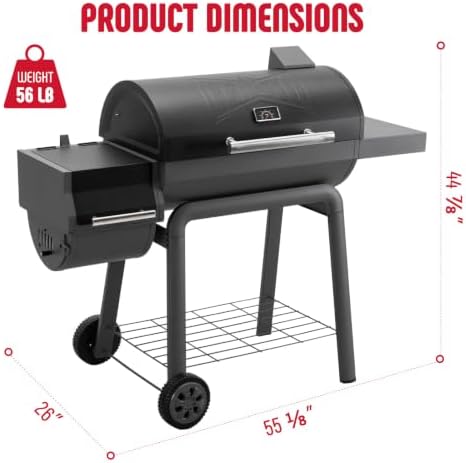 Feasto Heavy-Duty 30-Inch Charcoal Grill with Offset Smoker Grill - Image 2