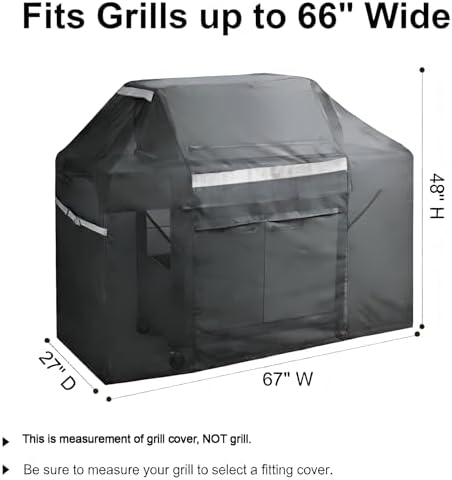 600D Heavy Duty Flat Top Grill Cover for Blackstone 4 Burner - 67" x 27" x 48", Waterproof UV & Fade Resistant Outdoor BBQ Cover,Black - Image 2