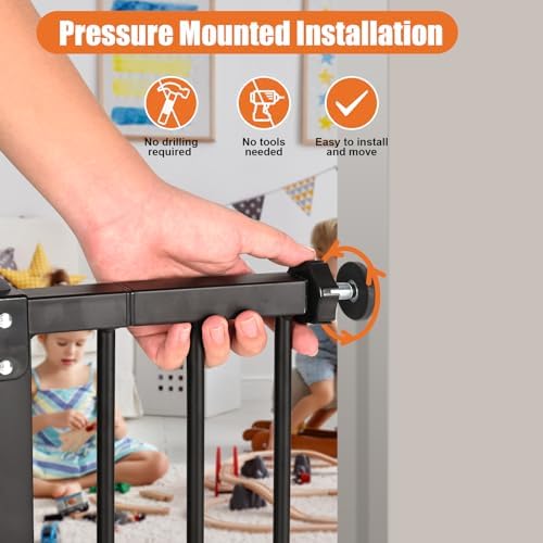 keny 29"-55" Extra Wide Baby Gate, Pressure Mounted No Drilling Dog Gate - Image 4