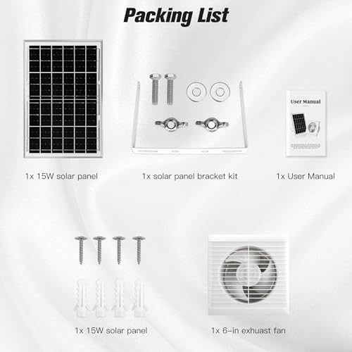 blessny 6" Solar Exhaust Fan for Greenhouse, Chicken Coop, Shed & Pet House - Image 7