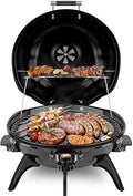 Electric BBQ Grill Techwood 15-Serving Outdoor Electric Grill for Party, Patio & Backyard, Double Layer Design, Portable Removable Stand Grill, 1600W (Countertop Black BBQ Grill) by Techwood