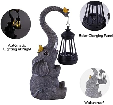 Solar Outdoor Garden Decor Elephant Statues Lights - Image 3