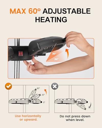 Star Patio Outdoor Heater, Electric Parasol Heater, Umbrella Patio Heater with 3 Heat Levels, 1500W Instant Heating, Tip-Over & Overheat Protection, Infrared Patio Heater, ZHQ2027-P - Image 5