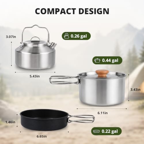 aiGear Upgraded Nonstick Camping Cookware with Pot Pan Kettle Cutlery - Image 2
