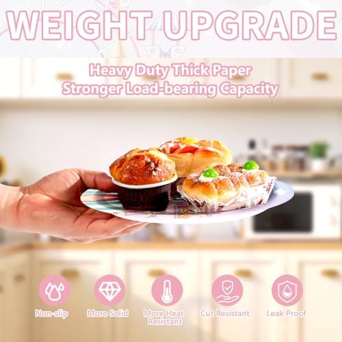 50Pcs Pink Pastel Circus Heavy Duty Party Paper Plates 9 Inch - Image 2
