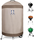HAMLER Round Barbecue Cover, 28 Inch Small Smoker Cover, Heavy Duty Waterproof Outdoor Grill Cover Fits Weber, Charcoal Kettle, Masterbuilt, Dyna-Glo, Brown & Beige by HAMLER