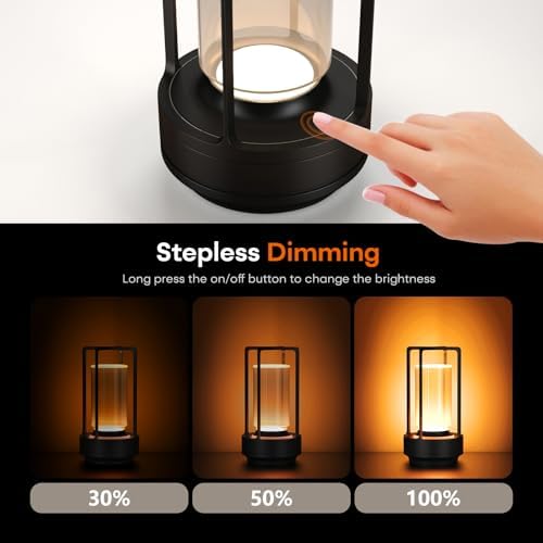 Rechargeable Cordless Small Metal Table Lamp, Stepless Dimming, 3-Color - Image 5