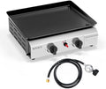 ROVSUN 2 Burner Portable Propane Griddle with Electronic Ignition & Regulator, 20,000 BTU Tabletop Flat Top Gas Grill with Nonstick Enameled Tray for Outdoor Cooking Camping BBQ Tailgating Picnicking by ROVSUN