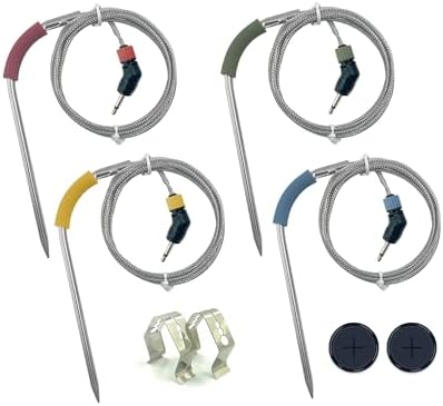 4-Pack Replacement Meat Temperature Probes for Weber Probe, iGrill & Weber Connect Smart Grilling Hub, 2.5mm Plug 48in Cable, ±1°C Accurate Washable Thermometer Probes, Color-Coded, -22°F to 572°F - Image 2