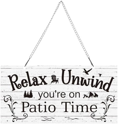 Hotop Metal Patio Sign Vintage Wall Decor for Outdoor, 12 x 6", White by HOTOP