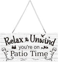 Hotop Metal Patio Sign Vintage Wall Decor for Outdoor, 12 x 6", White by HOTOP