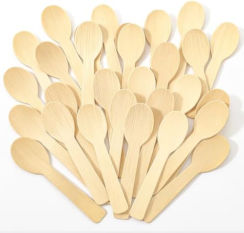 200 Pcs 3.54 Inch Mini Bamboo Spoons, Bamboo Utensils Disposable, Disposable Compostable Spoons, Bamboos Soup Spoon, Renewable, Natural by Unknown