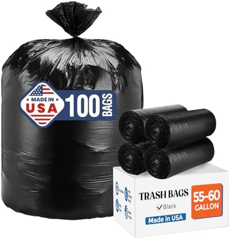 Delxo 55-60 Gallon Trash Bags, 100 Count, 38×58' Large Black Garbage Bags by Delxo