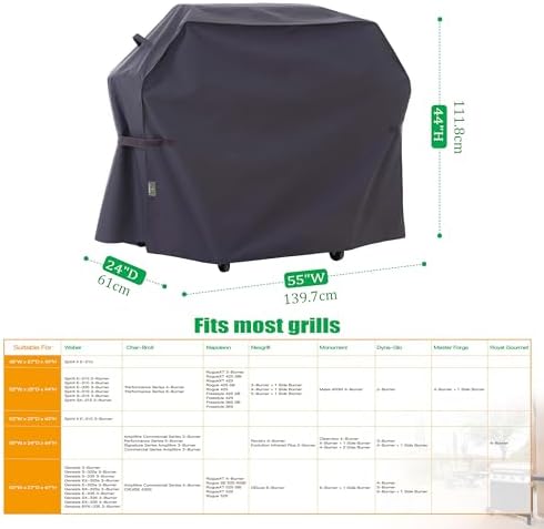 F&J Outdoors Grill Covers BBQ Covers, Grey, 55" W x 24" D x 44" H - Image 2