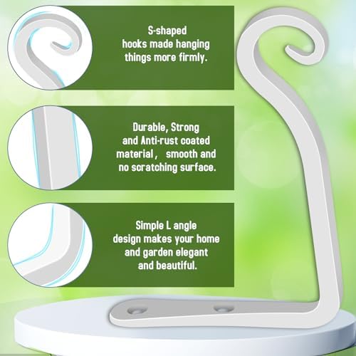 FEED GARDEN Heavy Duty Plant Hooks - 2 Pack 6 Inch Wall Mounted Hanging Brackets, 44lb Capacity Steel Plant Hangers for Bird Feeders, Baskets, Wind Chimes - White - Image 3