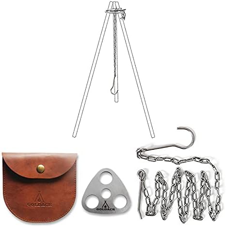 Stainless Steel Camping Gear and Equipment - Campfire Cooking Accessories Set - Radiate Portable Round Cookware - Dutch Oven Camping Cookware - Outdoor Camp Tripod Cooking, Silver by GOLDACE