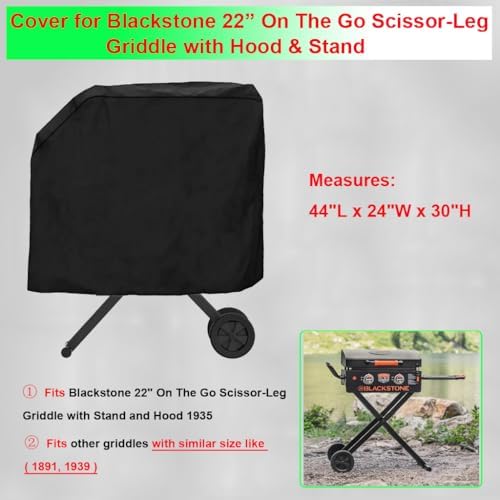 Griddle Cover for Blackstone On The Go 22 Inch Scissor-Leg Griddle with Stand and Hood- 600D Grill Cover for Blackstone 22" 1935 Portable Griddle, Heavy Duty & Waterproof Outdoor - Image 2