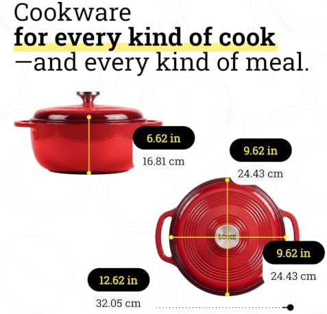 Lodge Essential Enamel Cast Iron Dutch Oven, 4.5 Quart, Island Spice Red - Image 6