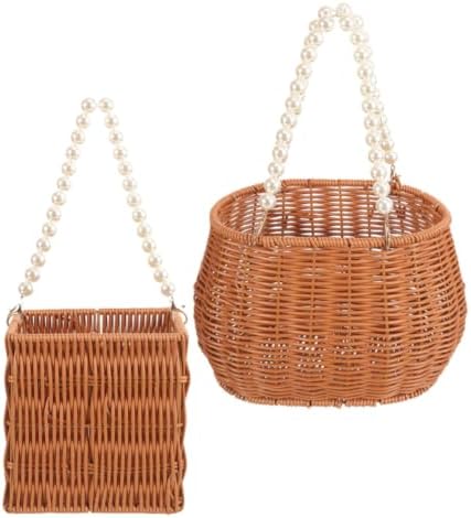 2 Pcs Oval Woven Rattan Storage Basket for Flowers by FRCOLOR
